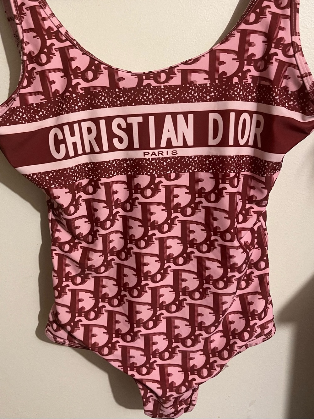 Dior Pink & Burgundy Logo One-Piece Bodysuit